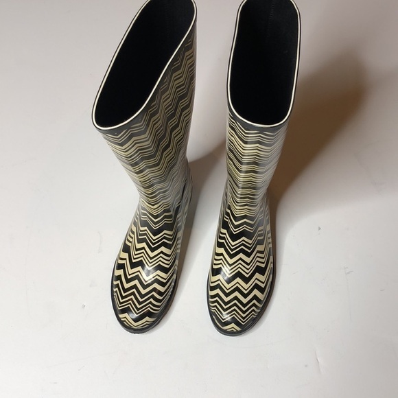 Missoni For Target Zig Zag Rainboots Black Cream 8 - Picture 4 of 9